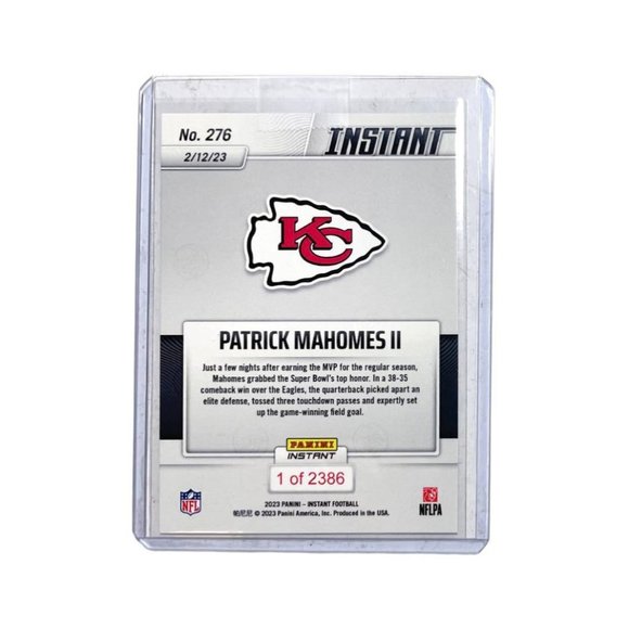 2022 Panini Instant Patrick Mahomes #276 KC Chiefs 2nd Super Bowl MVP 1/2386 - Picture 10 of 12